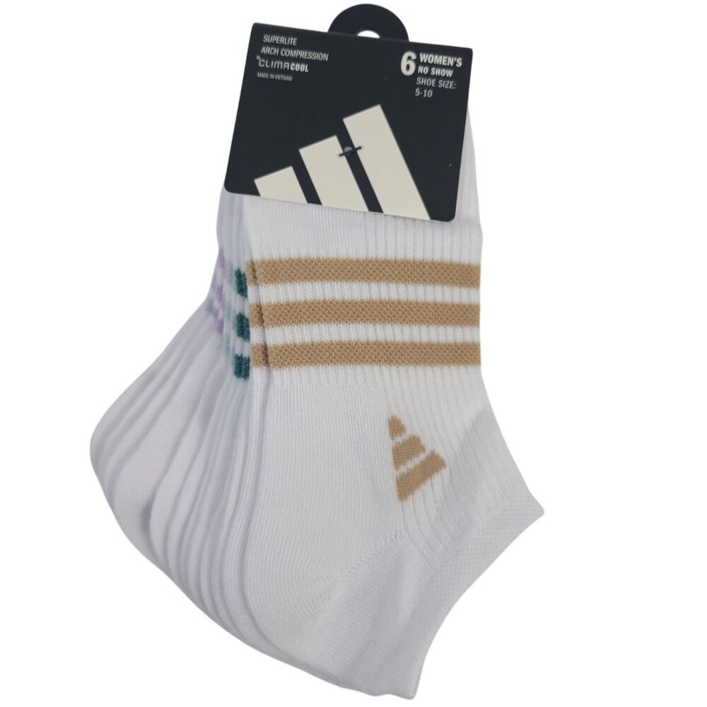NEW Adidas Women's Superlite Climacool No-Show Socks 6-Pack Shoe Sz 5-10